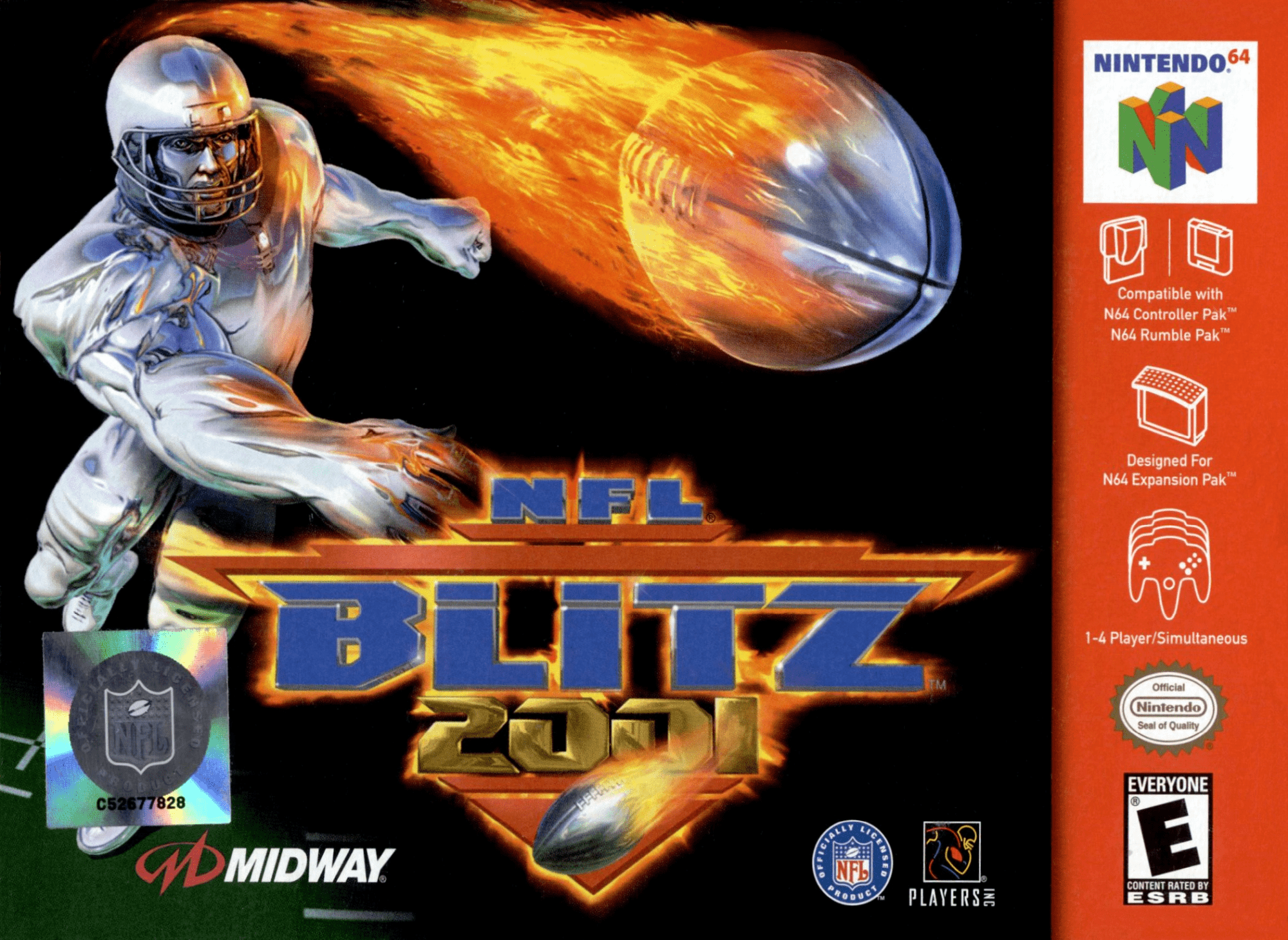 NFL Blitz 2001 box art for Nintendo 64
